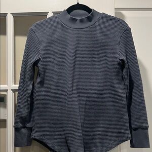 Madewell Charcoal Waffle Knit Long Sleeve Top